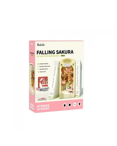Puzzle 3D, Cotor de carte DIY Falling Sakura, RoLife, 240 piese