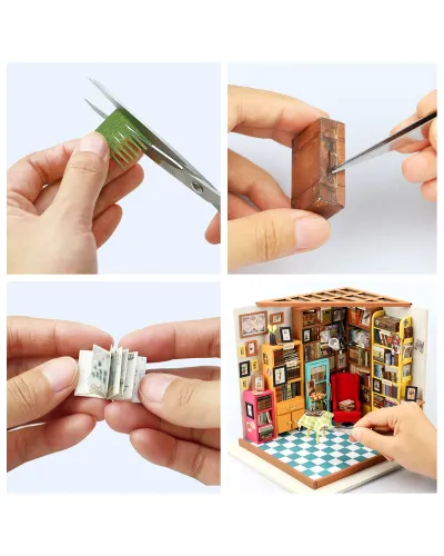 Puzzle 3D Minicasuta de papusi Biroul lui Sam DIY, RoLife, 221 piese