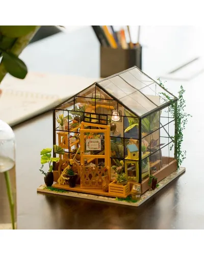 Puzzle 3D Minicasuta verde Floraria Cathy DIY, RoLife, 231 piese