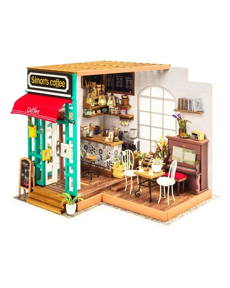 Puzzle 3D Minicasuta de papusi Cafeneaua lui Simon DIY, RoLife, 203 piese