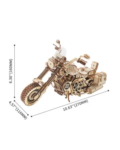 Puzzle 3D Motocicleta cruiser, ROKR, Lemn, 420 Piese