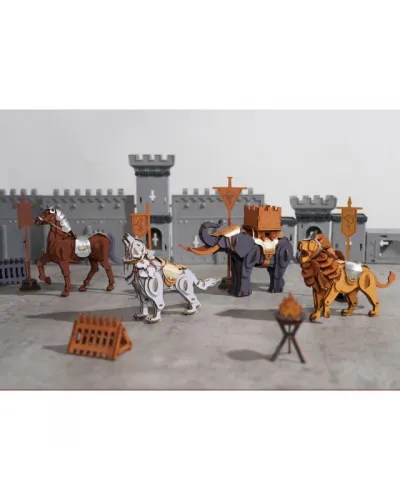 Puzzle 3D Elefant de Lupta, Rowood, lemn, 107 piese,