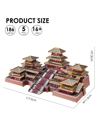 Puzzle 3D Piececool, Palatul Epang, Metal, 186 piese