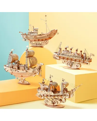 Puzzle 3D , Cruise Ship, Lemn, ROKR, 145 piese