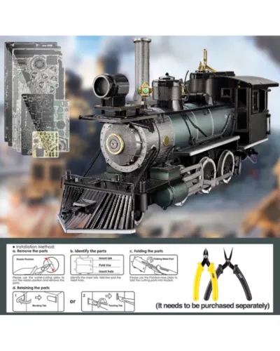 Puzzle 3D Piececool, Locomotiva Mogul, Metal, 282 piese