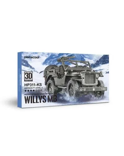 Puzzle 3D Piececool, Masina Militara Willys MB, Metal, 221 piese,